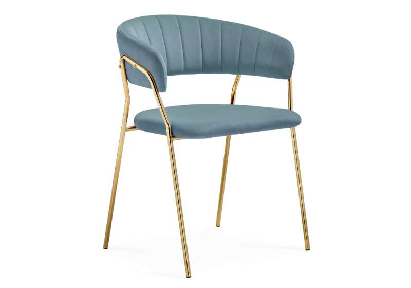 Стул на металлокаркасе Kamelia 1 light blue /gold (60x52x79). 